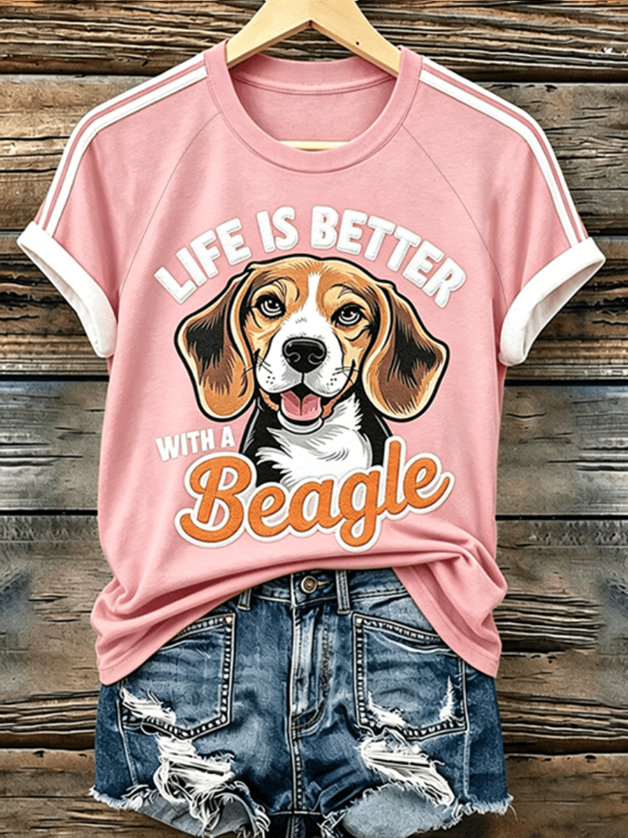 Women's Life Is Is Better With A Beagle Round Neck T-shirt gracestitchs