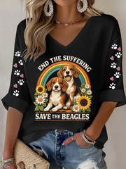 Women's End The Suffering  Save The Beagles Waffle T-shirt gracestitchs