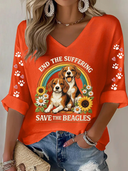 Women's End The Suffering  Save The Beagles Waffle T-shirt gracestitchs