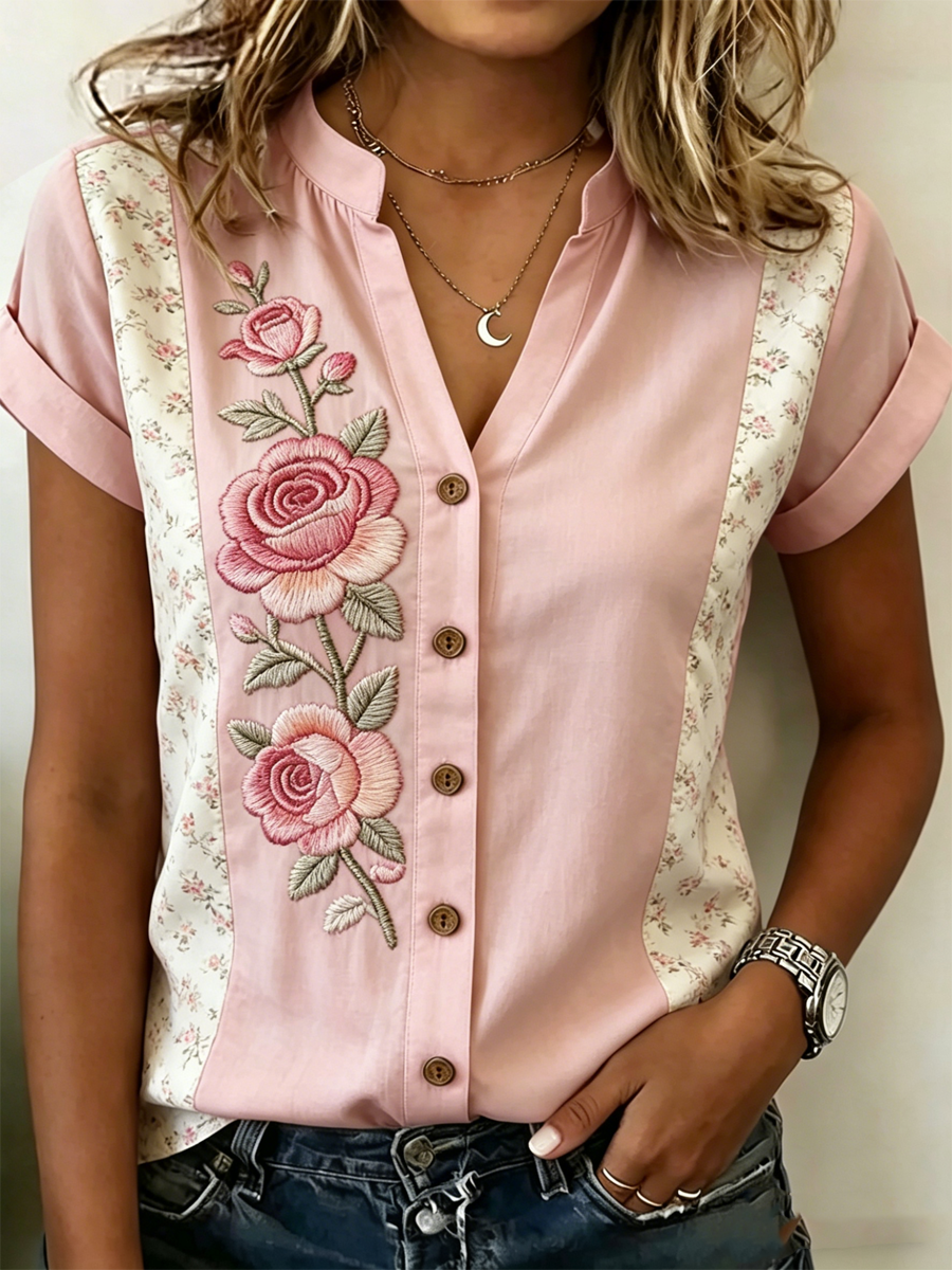 Women's Pink Floral Print shirts gracestitchs