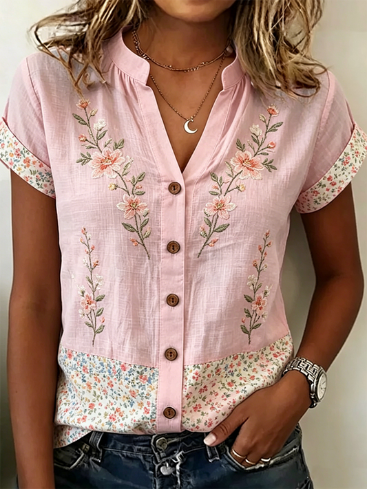 Women's Pink Floral Print shirts gracestitchs