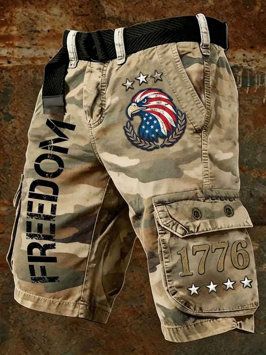 Men's Freedom USA 1776 Camouflage Print Casual Cargo Shorts