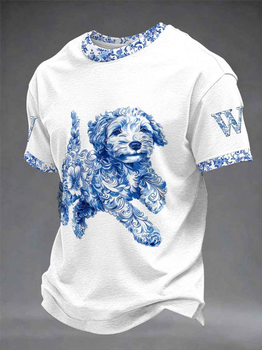 Men's Animal Dog Retro Unisex Casual Short-Sleeve T-Shirt