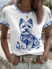 Women's Animal Dog Retro Unisex Casual Short-Sleeve T-Shirt