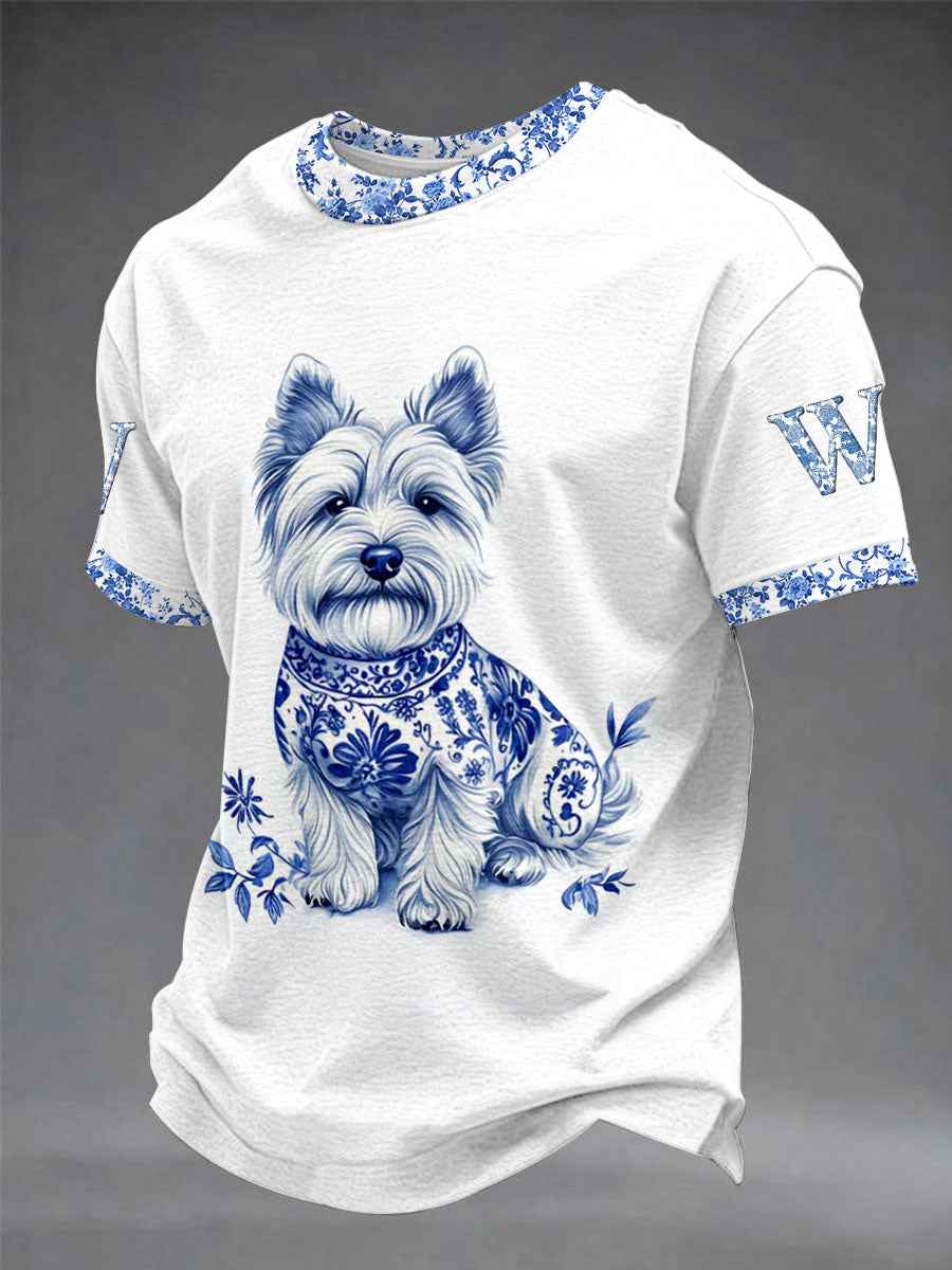 Men's Animal Dog Retro Unisex Casual Short-Sleeve T-Shirt