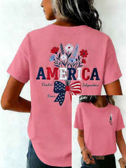 Women's Independence Day USA Flag Print Tee