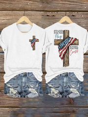 Women's Stand For The Flag Kneel For The Cross Short Sleeve T-Shirt gracestitchs