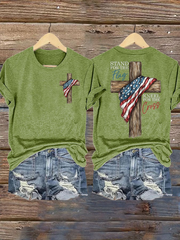 Women's Stand For The Flag Kneel For The Cross Short Sleeve T-Shirt gracestitchs
