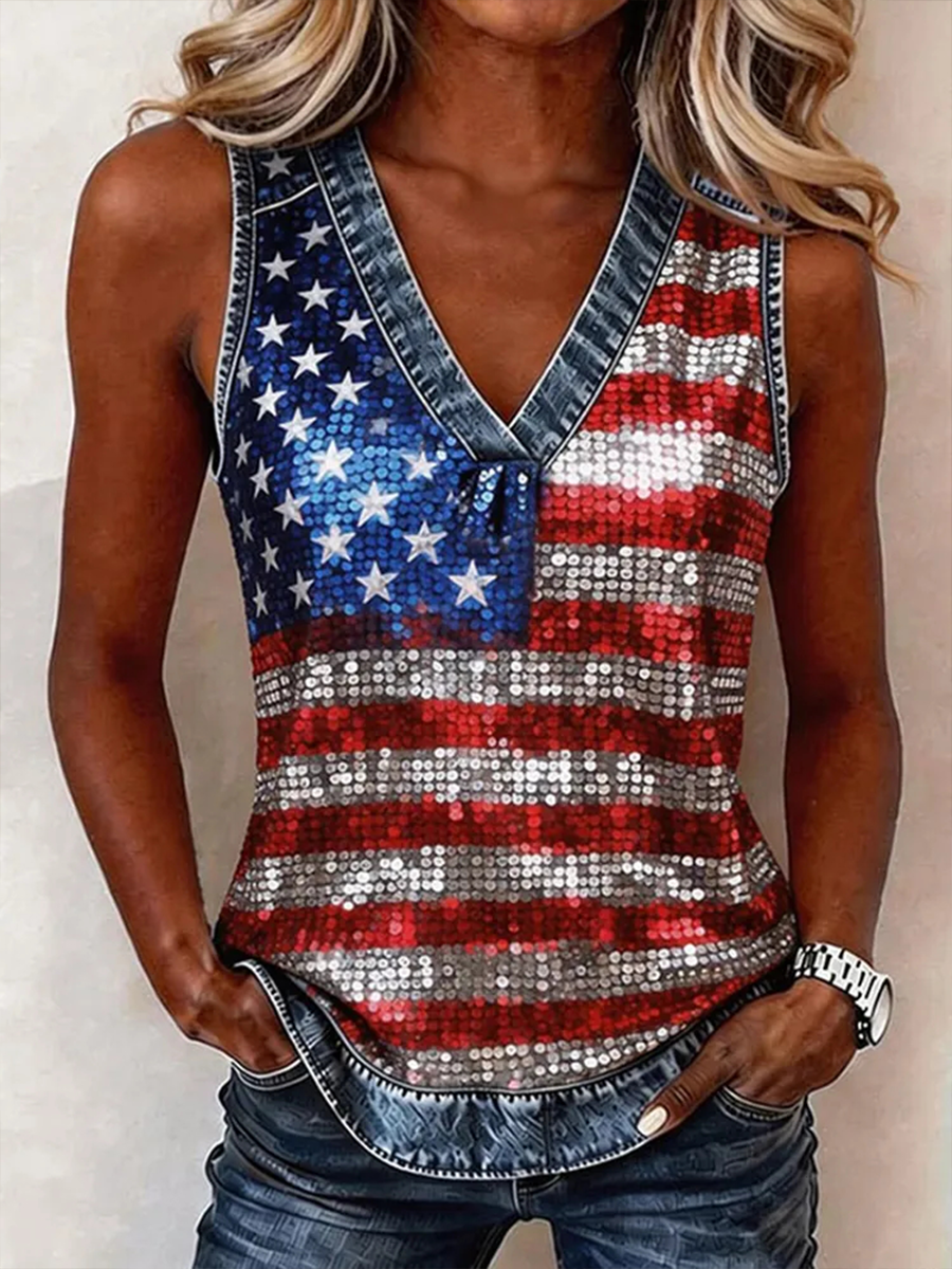 Women's American Flag Vest gracestitchs