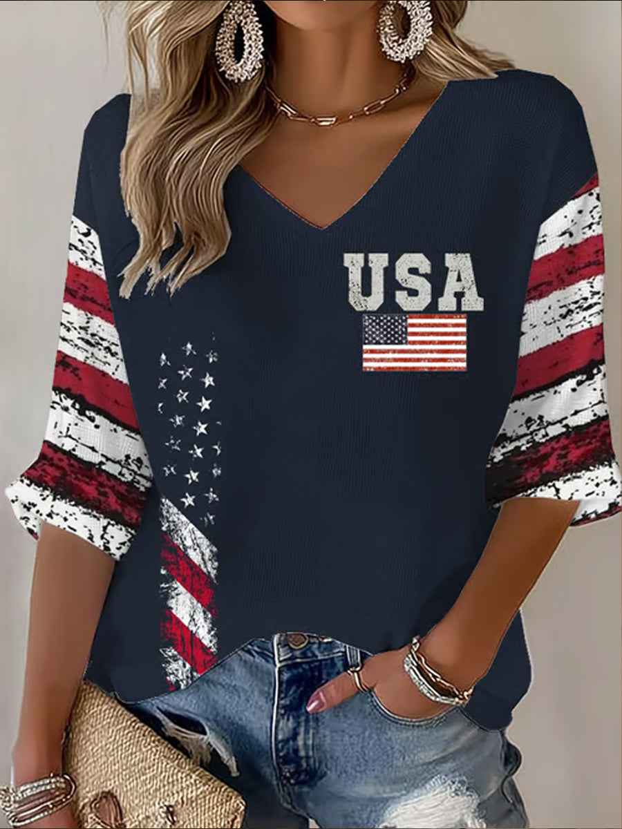 Women's America Print Casual T-shirt