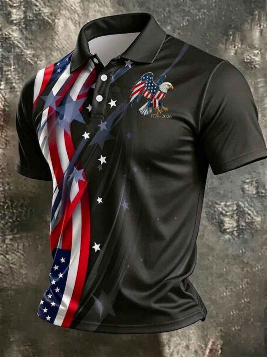Men's America Flag Eagle Printed Shirt