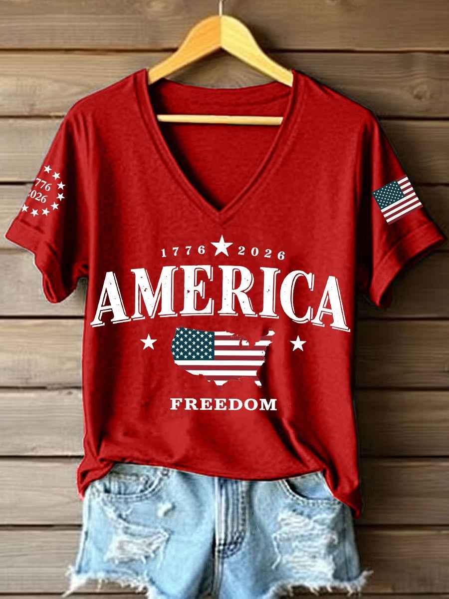 Women's America 1776-2026 V-Neck T-Shirt