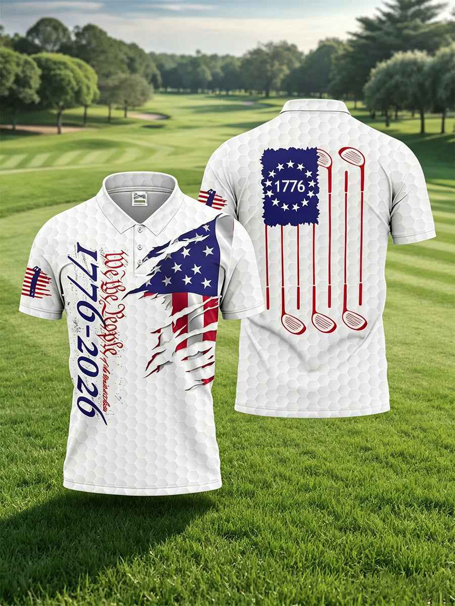 Men's Independence Day We The People 1776-2026 Print Polo