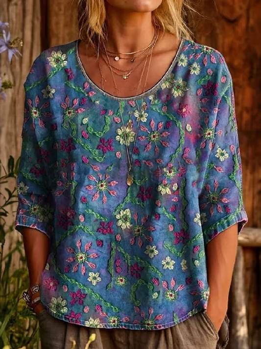 Women's Casual Alzheimer's Floral Print T-shirt gracestitchs