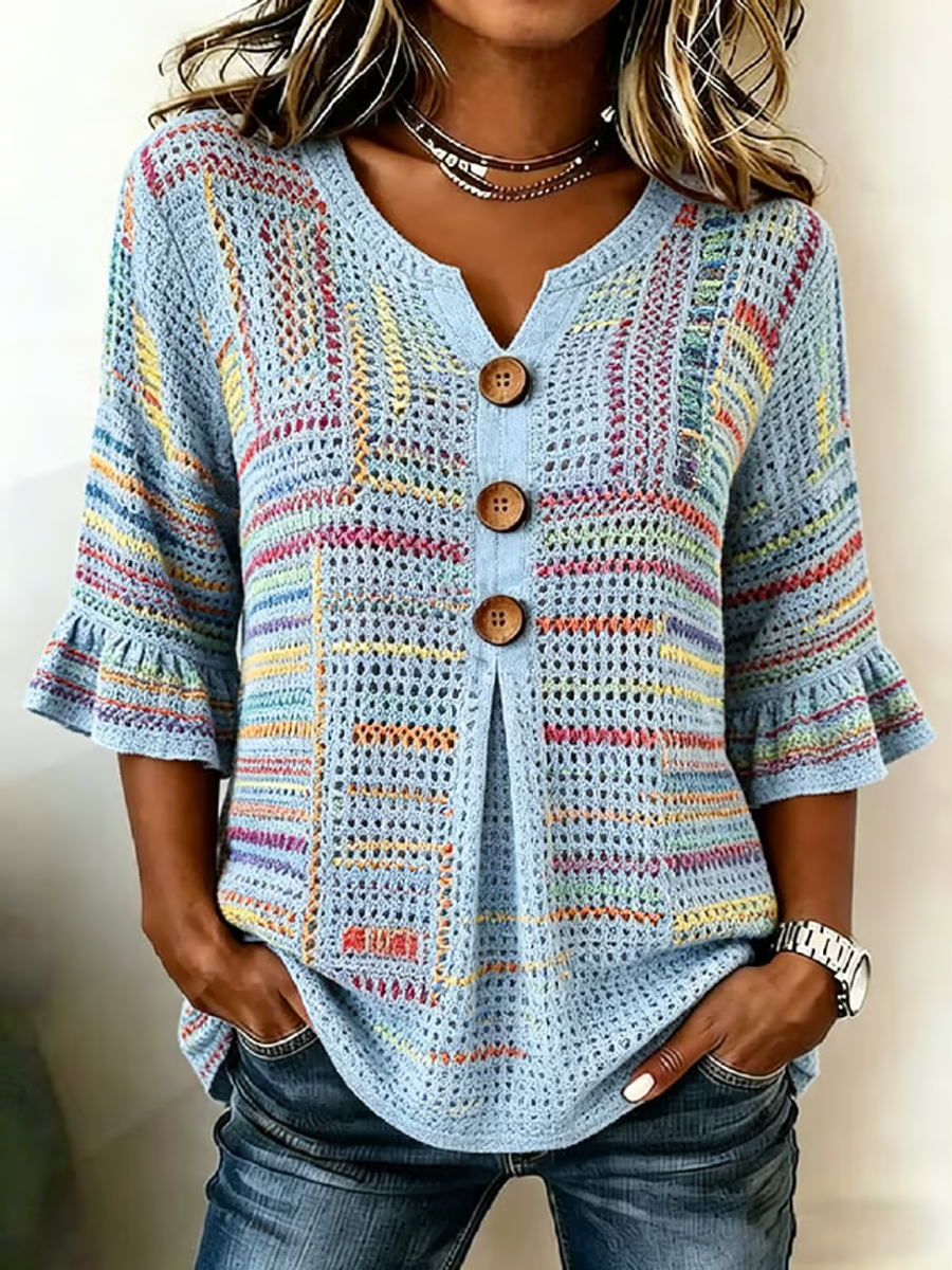 Women's Casual Alzheimer's Floral Print Cotton-Linen Shirt gracestitchs