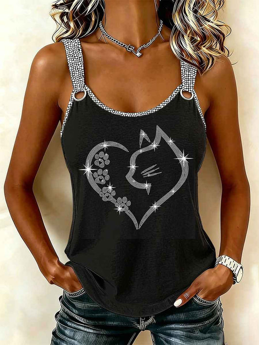 Women's Cat Print Casual Vest