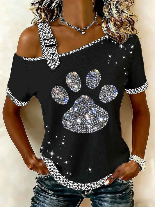 Women's Paw Print Casual T-Shirt