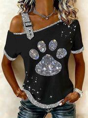Women's Paw Print Casual T-Shirt