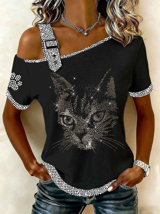 Women's Cat Print Casual T-Shirt