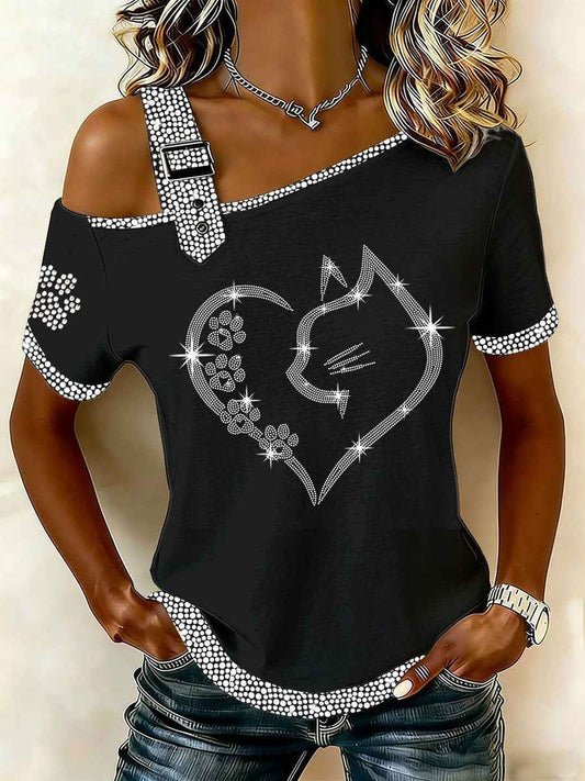 Women's Cat Print Casual T-Shirt