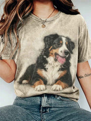 Women's Fuzzy Bernese Mountain Dog Art short-sleeved T-shirt