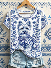 Women's Floral Dog Print T-Shirts gracestitchs
