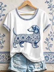Women's Floral Dog Print T-Shirts gracestitchs