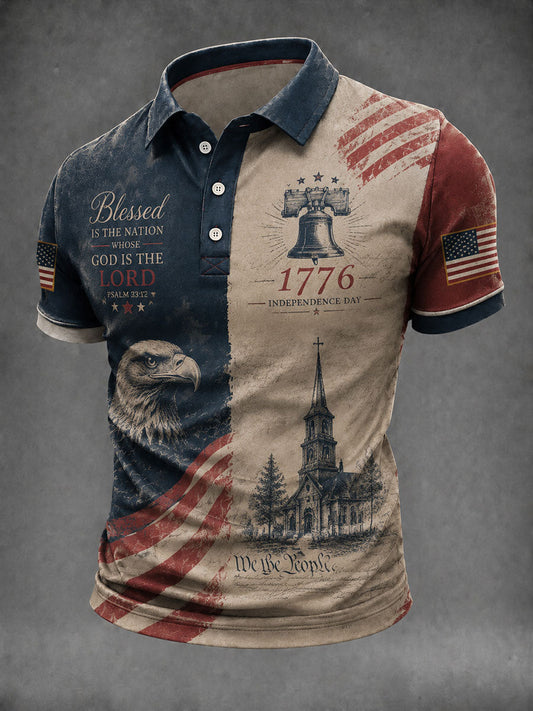 Men's America Flag God Bless America Printed Shirt gracestitchs