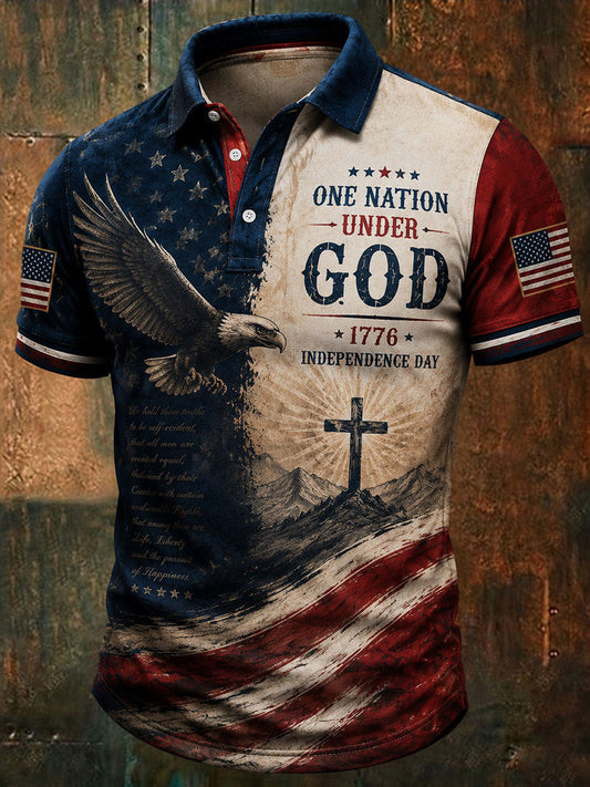 Men's America Flag God Bless America Printed Shirt gracestitchs