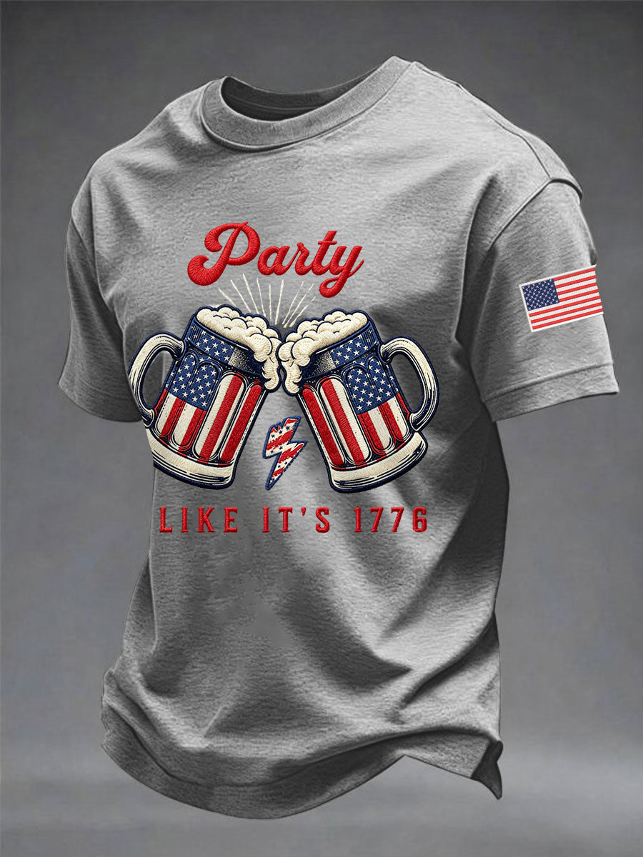 Men's Funny 4th Of July Red White & Brew Print Casual Tee gracestitchs