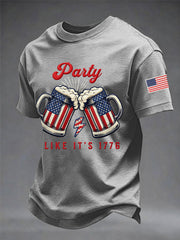 Men's Funny 4th Of July Red White & Brew Print Casual Tee gracestitchs