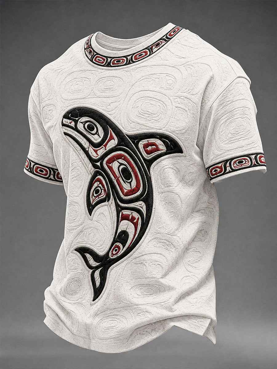 Men's Indigenous Art Print Casual T-Shirt