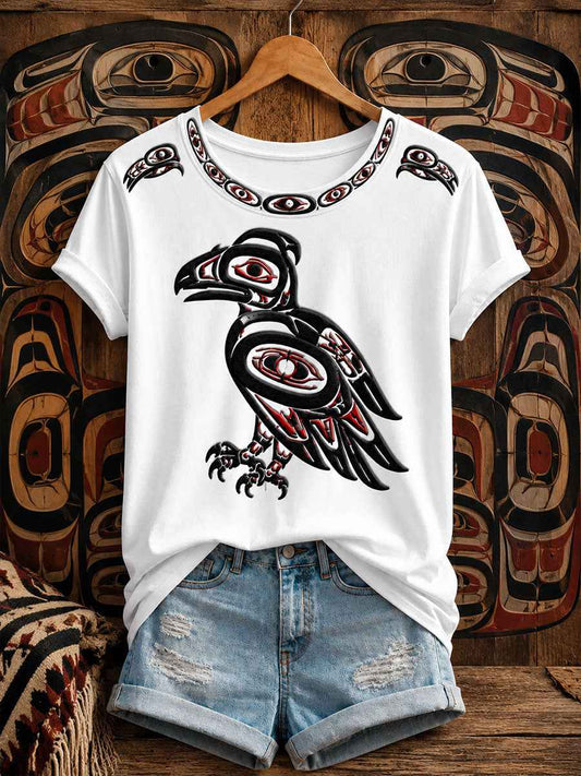 Women's Indigenous Art Print Casual T-Shirt