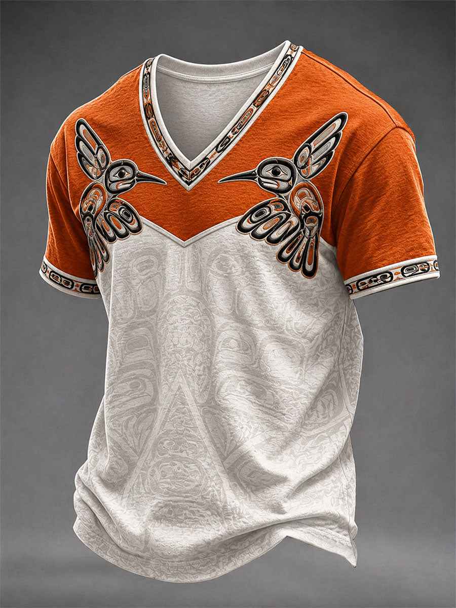 Men's Indigenous Art Print Casual T-Shirt