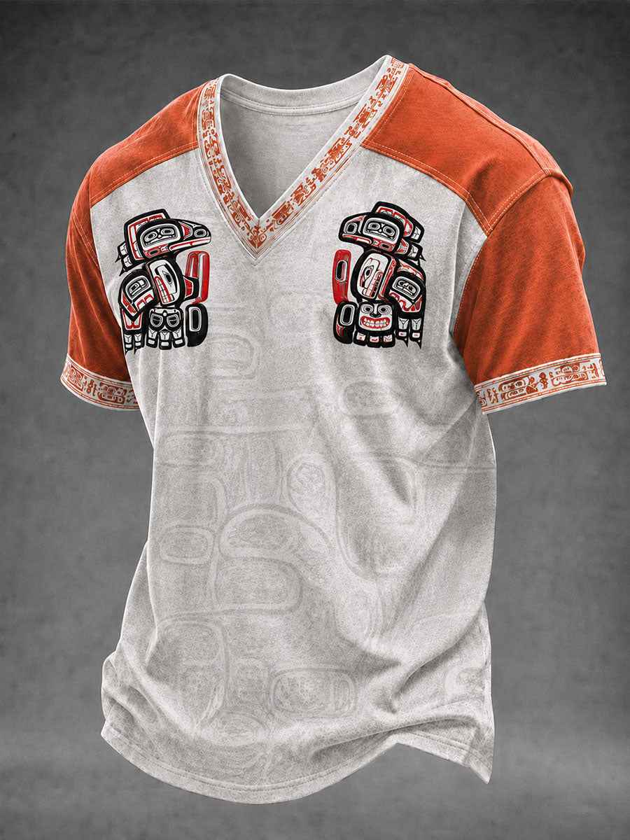 Men's Indigenous Art Print Casual T-Shirt
