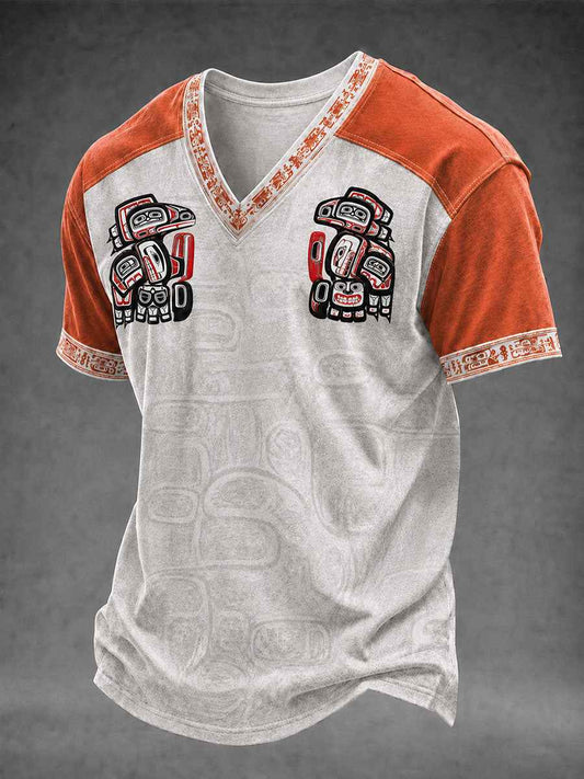 Men's Indigenous Art Print Casual T-Shirt