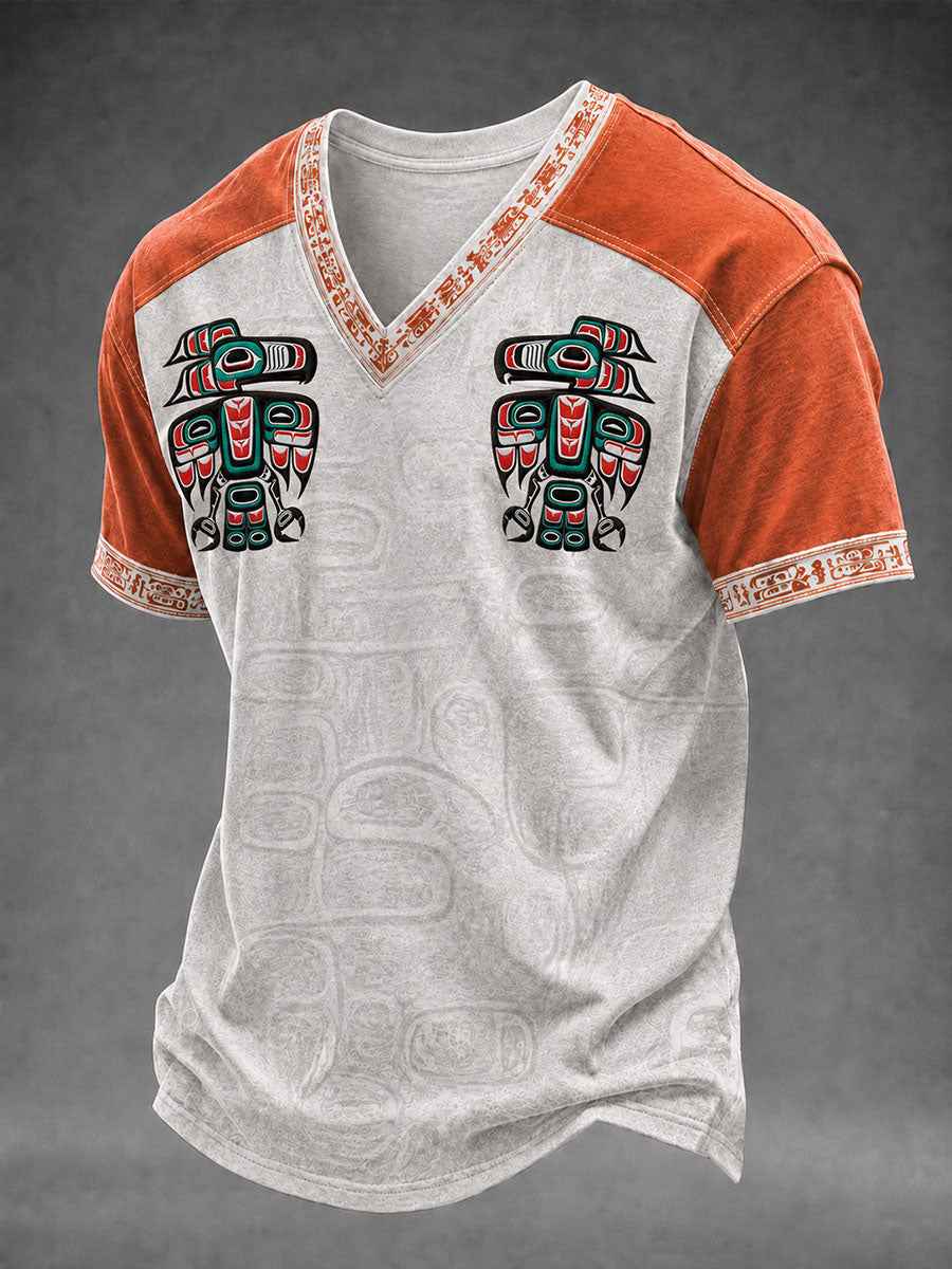 Men's Indigenous Art Print Casual T-Shirt