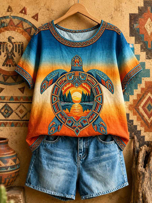 Women's Native Turtleneck Art Print Tops