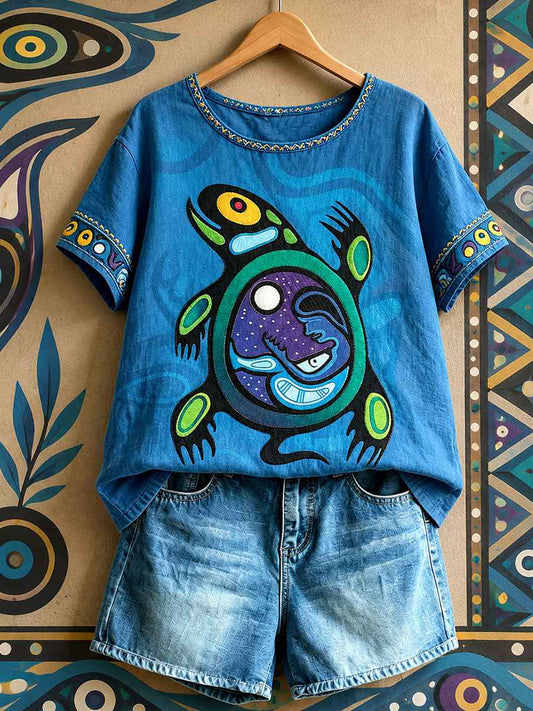 Women's Native Turtleneck Art Print Tops