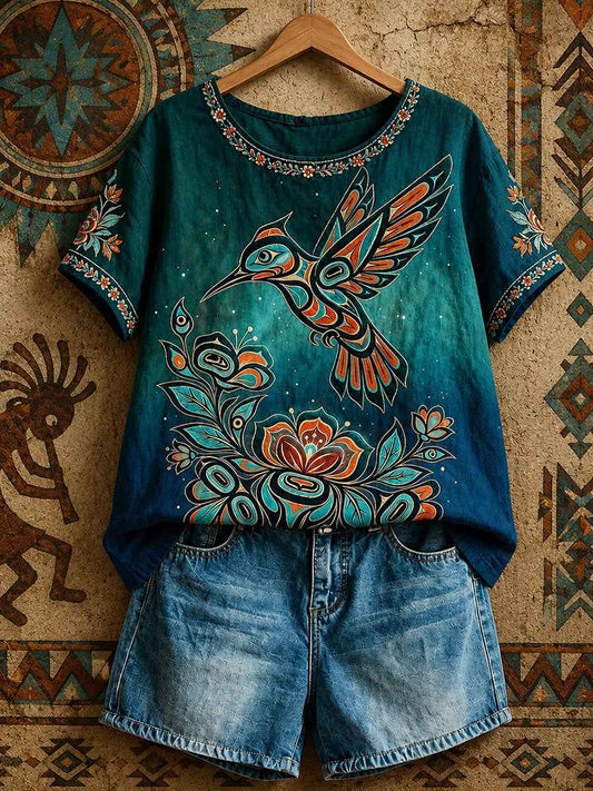 Women's Native Hummingbird Art Tops