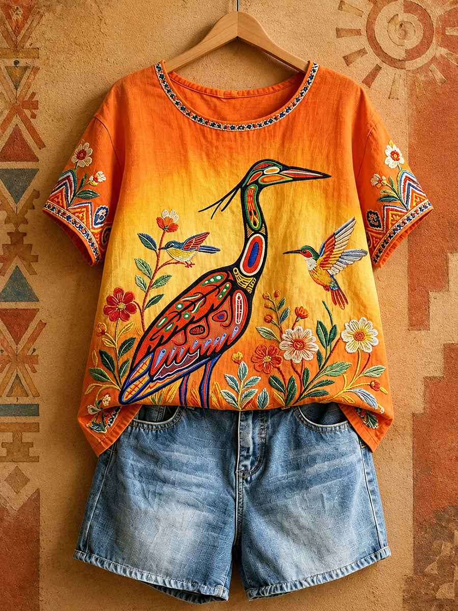 Women's Native Heron Art Tops