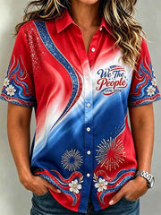 Women's  Independence Day We The People Print Shirt