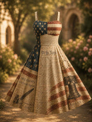 Women's The Declaration of Independence Art Print Retro Dress