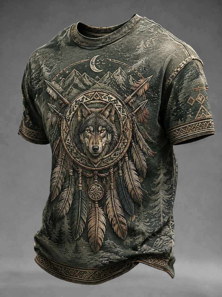 Men's Indigenous Art Print Casual T-shirt