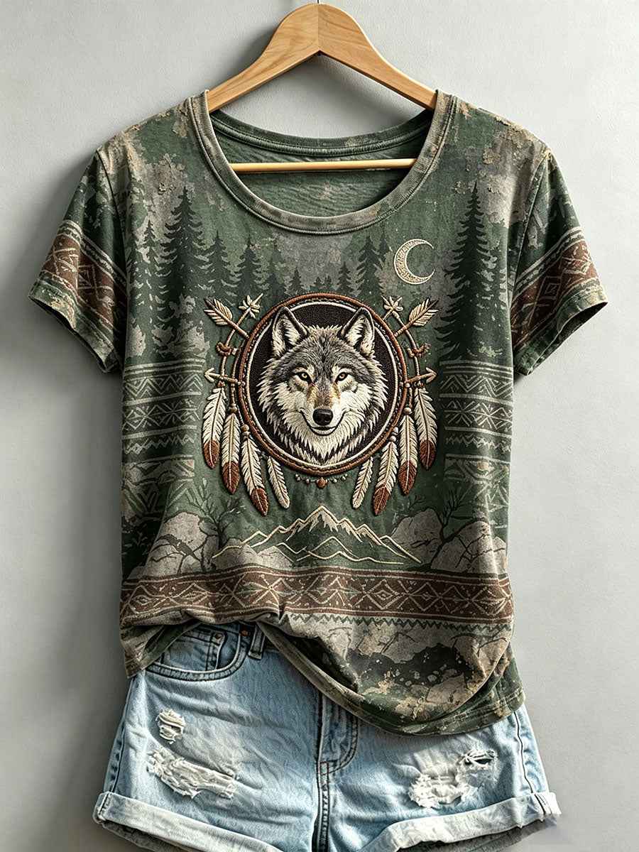 Women's Indigenous Art Print Casual T-shirt
