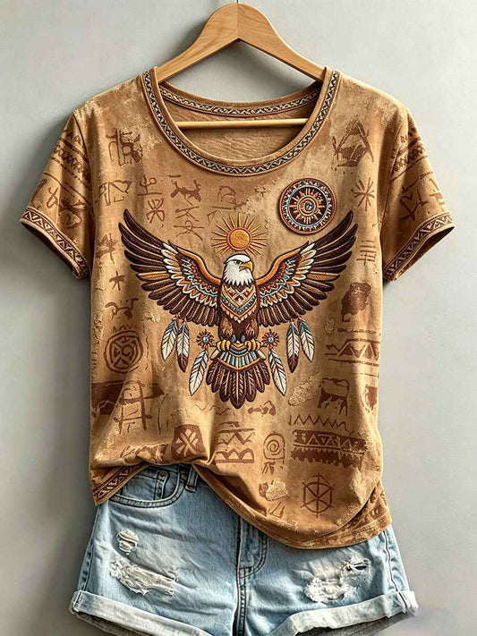 Women's Indigenous Art Print Casual T-shirt