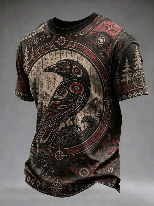 Men's Indigenous Art Print Casual T-shirt