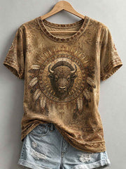 Women's Indigenous Art Print Casual T-shirt