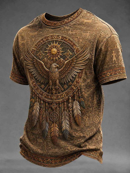 Men's Indigenous Art Print Casual T-shirt