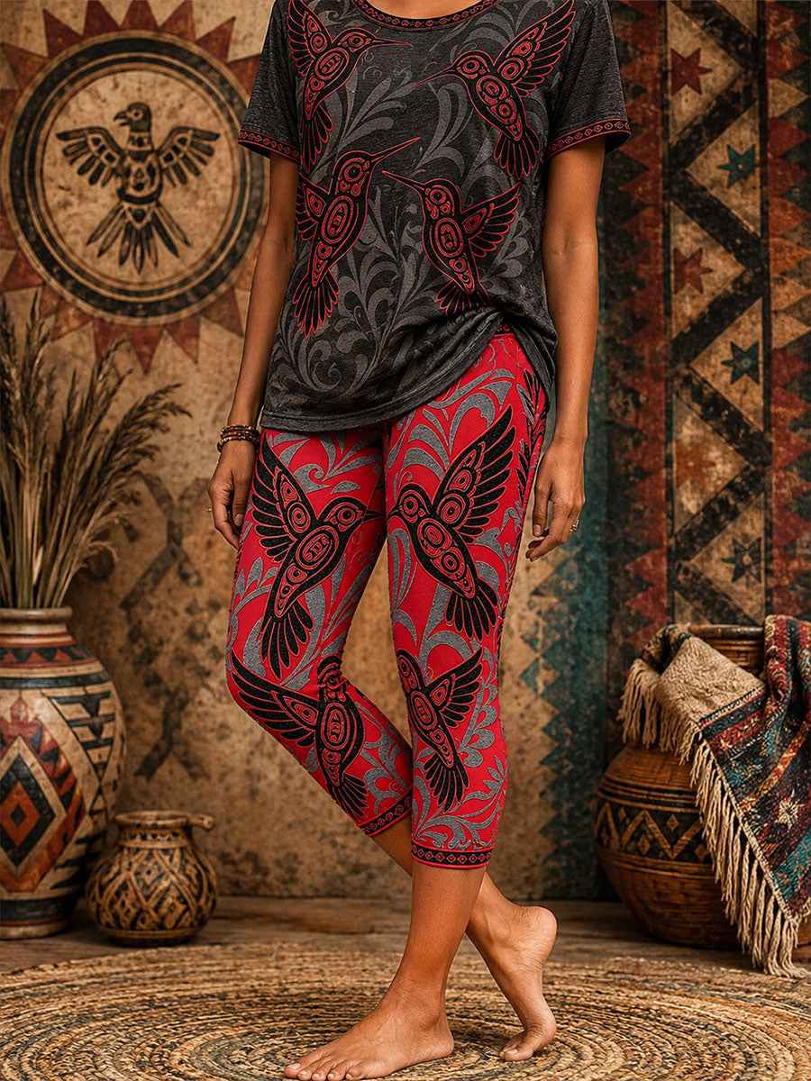 Women's Native Hummingbird Art Leggings